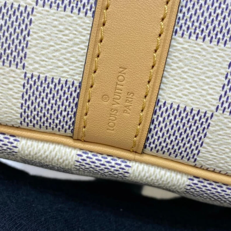 Replica bags lv Goldcolor Louis Vuitton Damier Azur Speedy Bandouliere 30 Blue
