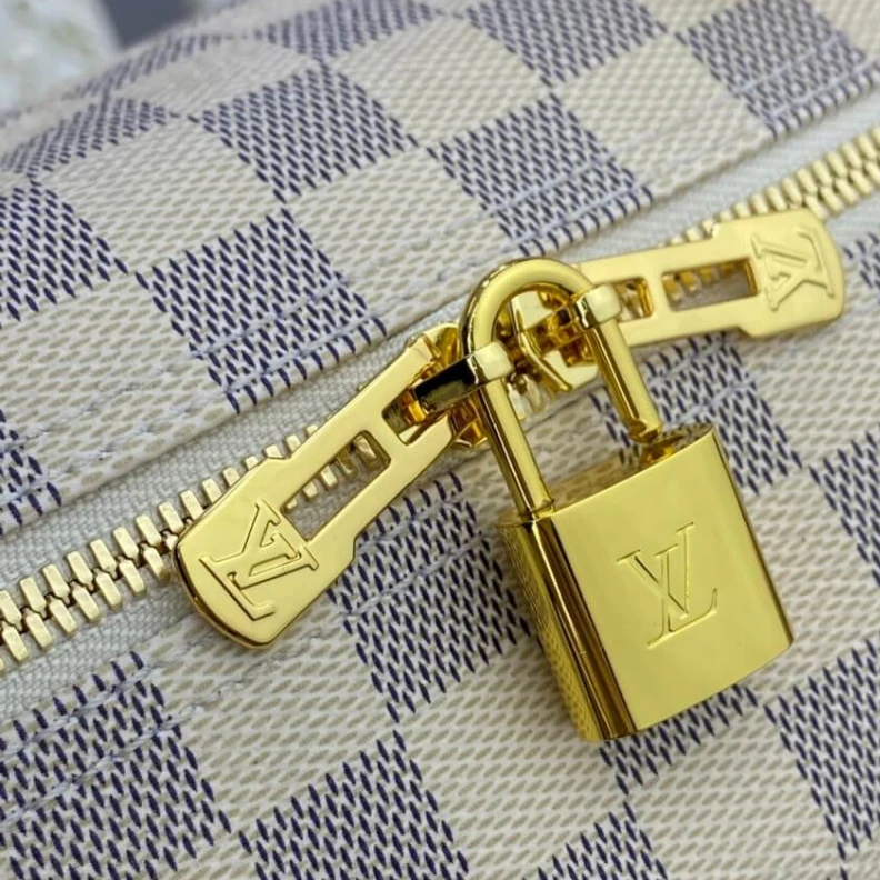 Replica bags lv Goldcolor Louis Vuitton Damier Azur Speedy Bandouliere 30 Blue