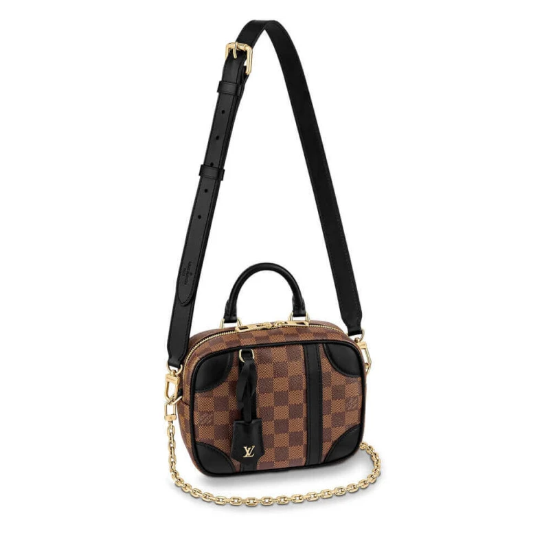 Chain dro Louis Vuitton Damier Azur Valisette Souple BB Black