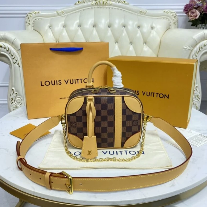 Replica bags lv Louis Vuitton Damier Azur Valisette Souple BB Natural