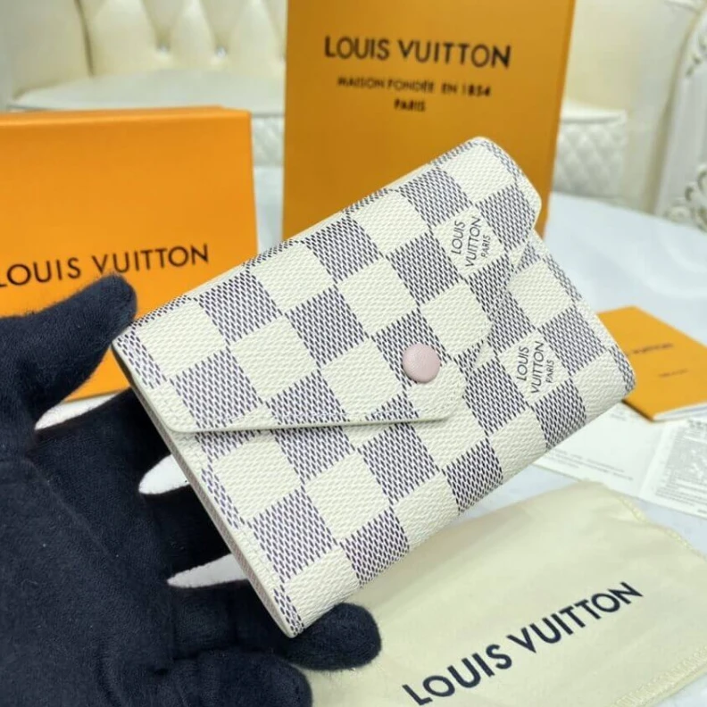 Mythick.ru Goldcolor Louis Vuitton Damier Azur Victorine Wallet Pink