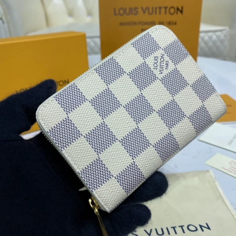 Top lv 2 large g Louis Vuitton Damier Azur Zippy Coin Purse Beige