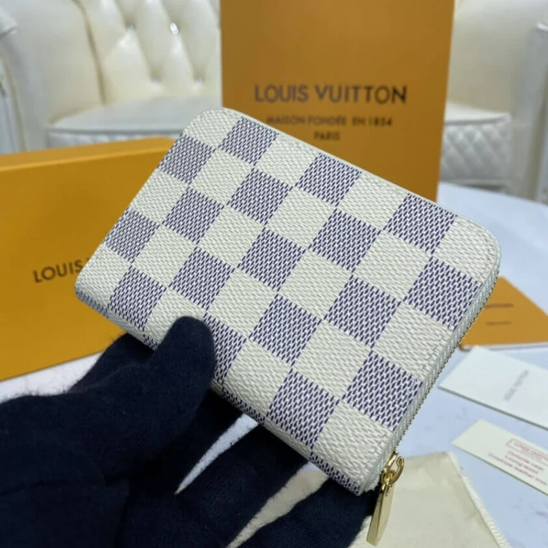 Top lv 2 large g Louis Vuitton Damier Azur Zippy Coin Purse Beige