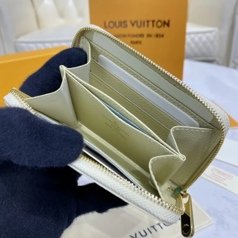 Top lv 2 large g Louis Vuitton Damier Azur Zippy Coin Purse Beige