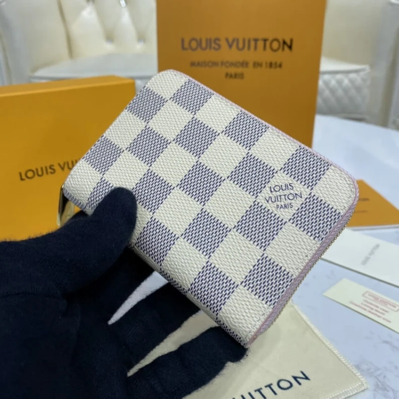 Replica bags lv Goldcolou Louis Vuitton Damier Azur Zippy Coin Purse Pink