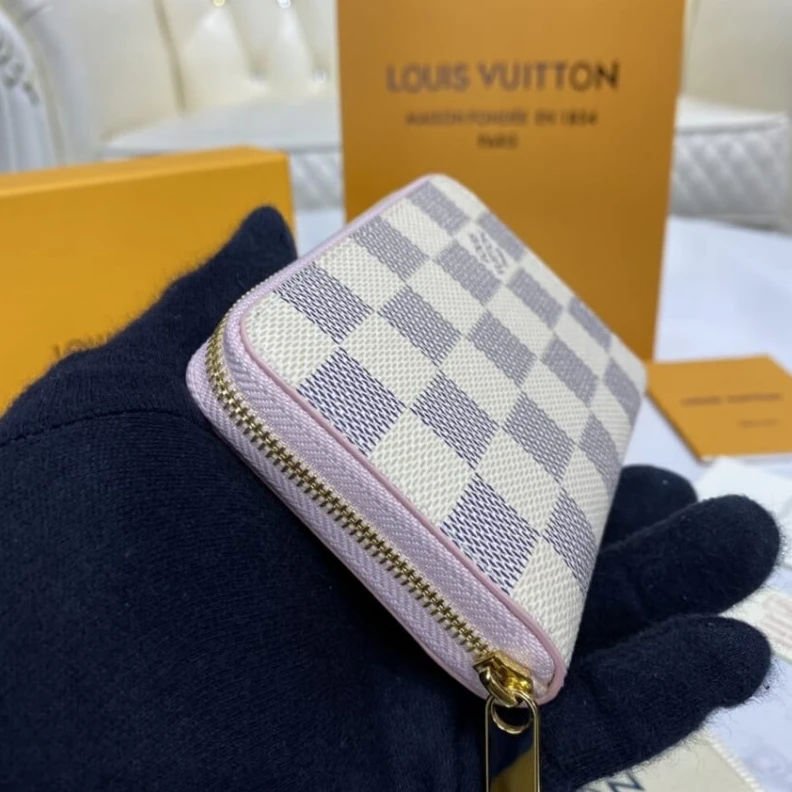 Replica bags lv Goldcolou Louis Vuitton Damier Azur Zippy Coin Purse Pink