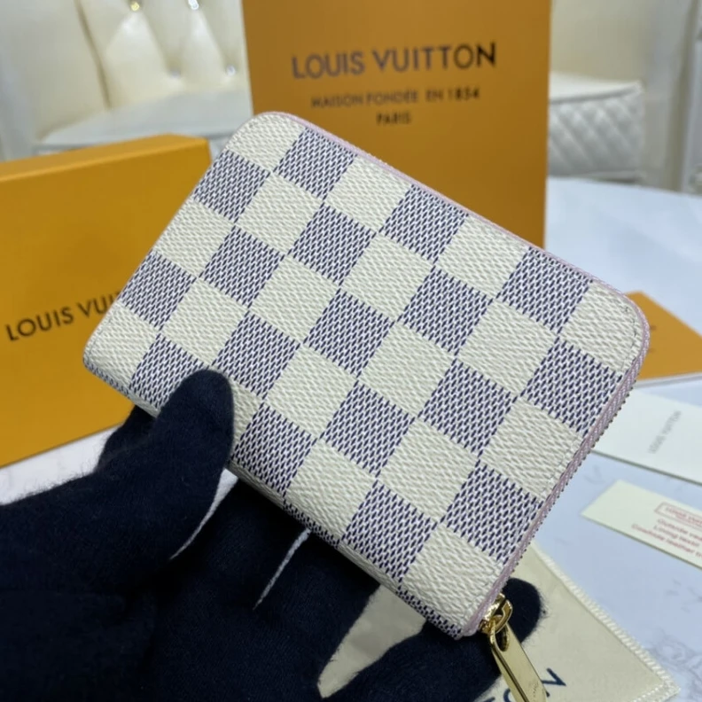 Replica bags lv Goldcolou Louis Vuitton Damier Azur Zippy Coin Purse Pink