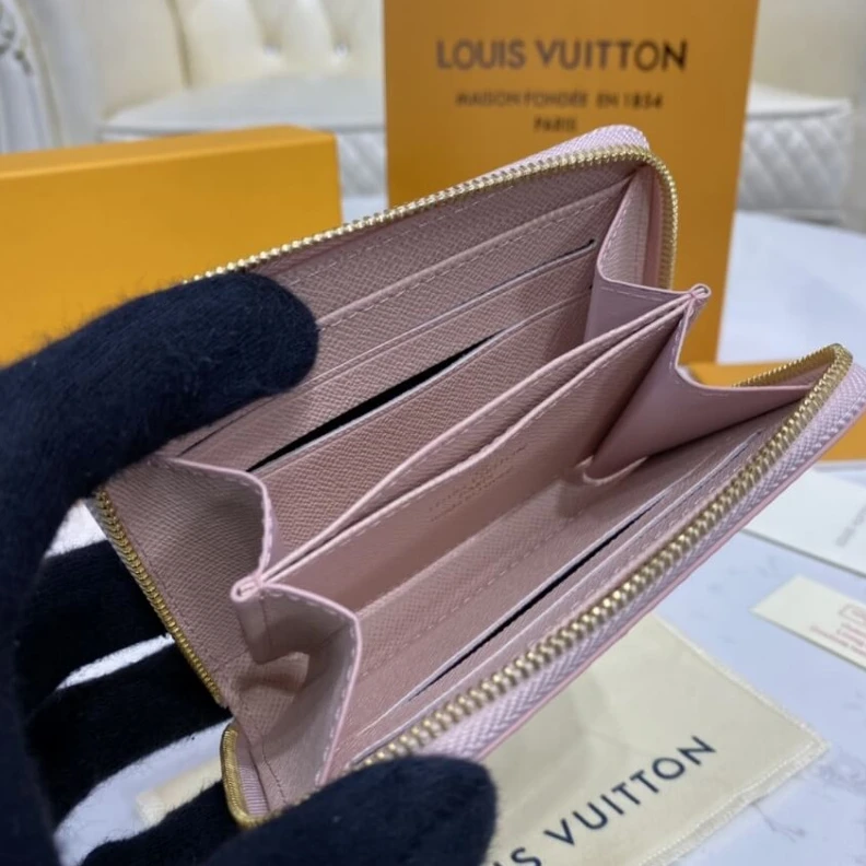 Replica bags lv Goldcolou Louis Vuitton Damier Azur Zippy Coin Purse Pink