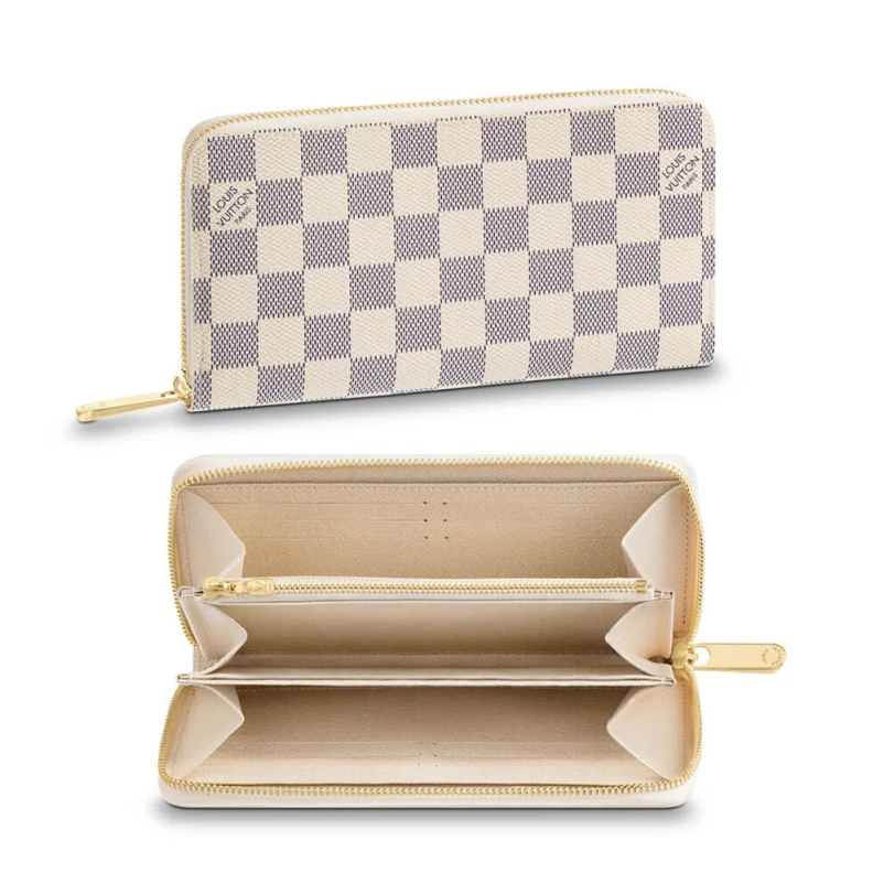 3 large g Louis Vuitton Damier Azur Zippy Wallet Beige
