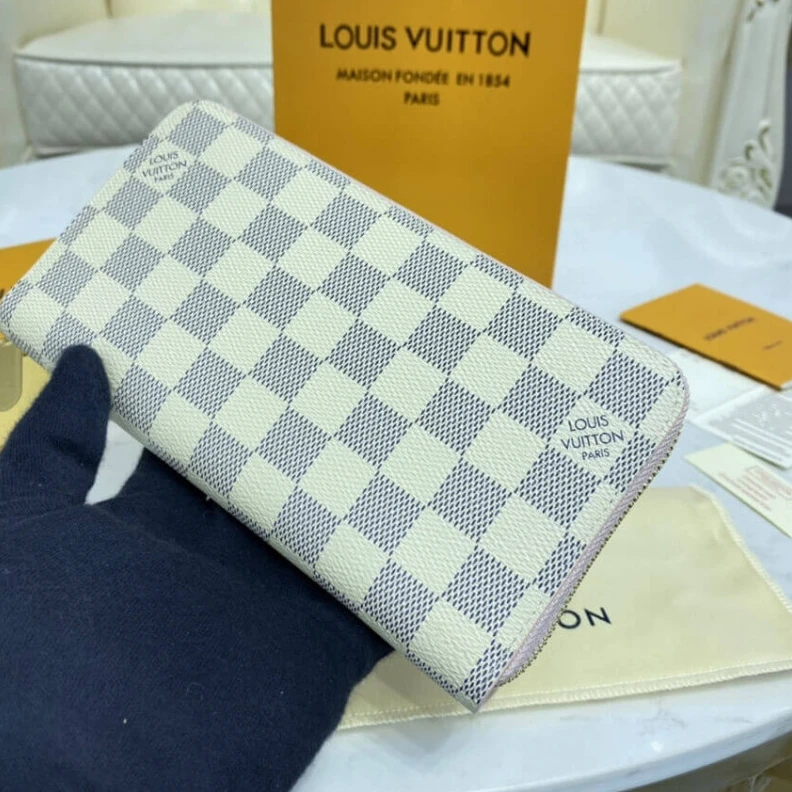 Top lv Damier Az Louis Vuitton Damier Azur Zippy Wallet Pink