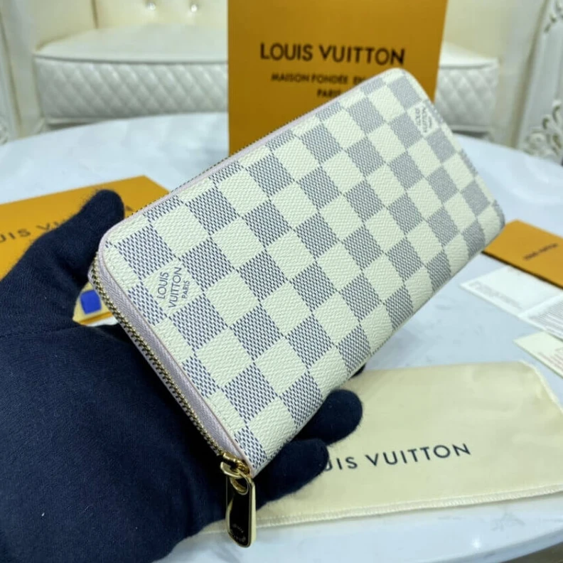 Top lv Damier Az Louis Vuitton Damier Azur Zippy Wallet Pink