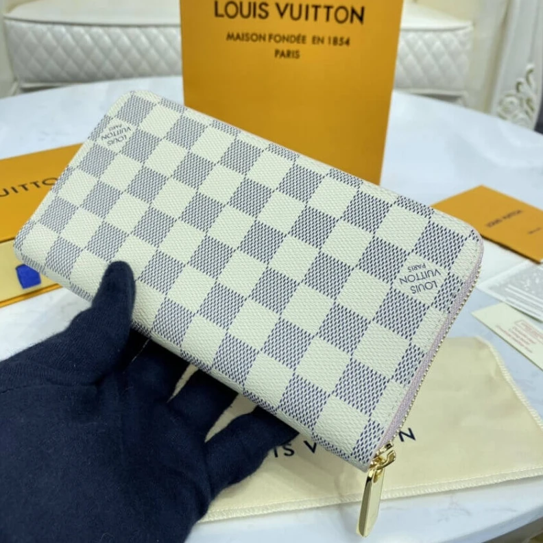 Top lv Damier Az Louis Vuitton Damier Azur Zippy Wallet Pink