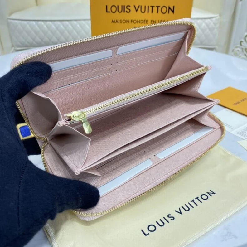Top lv Damier Az Louis Vuitton Damier Azur Zippy Wallet Pink