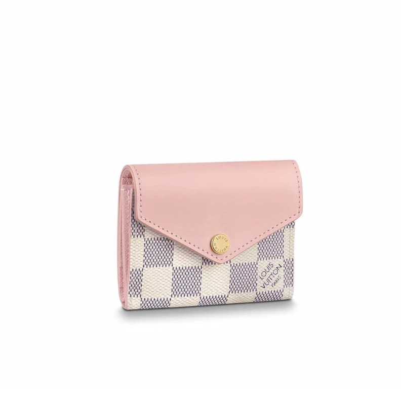 Goldcolou Louis Vuitton Damier Azur Zoe Wallet Pink