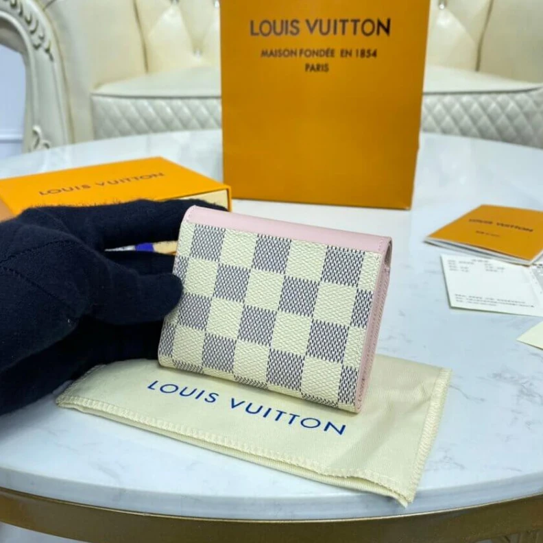 Replica bags lv Goldcolou Louis Vuitton Damier Azur Zoe Wallet Pink