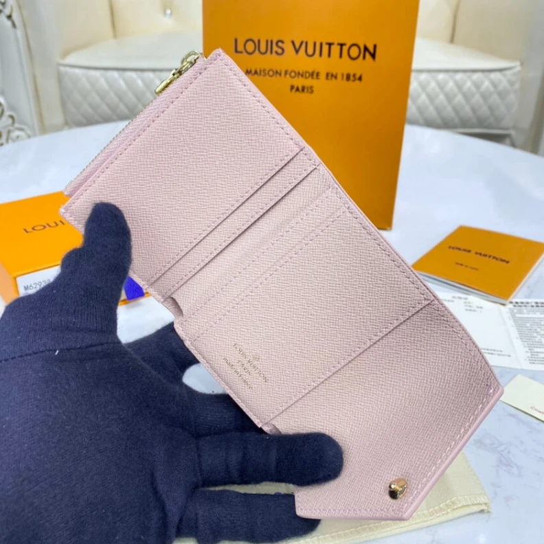 Replica bags lv Goldcolou Louis Vuitton Damier Azur Zoe Wallet Pink