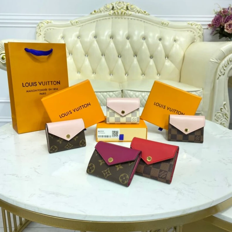 Replica bags lv Goldcolou Louis Vuitton Damier Azur Zoe Wallet Pink