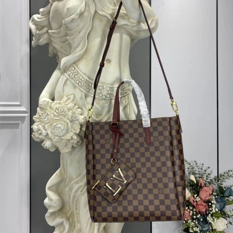 Replica bags Strap dro LV Damier Belmont MM Burgundy