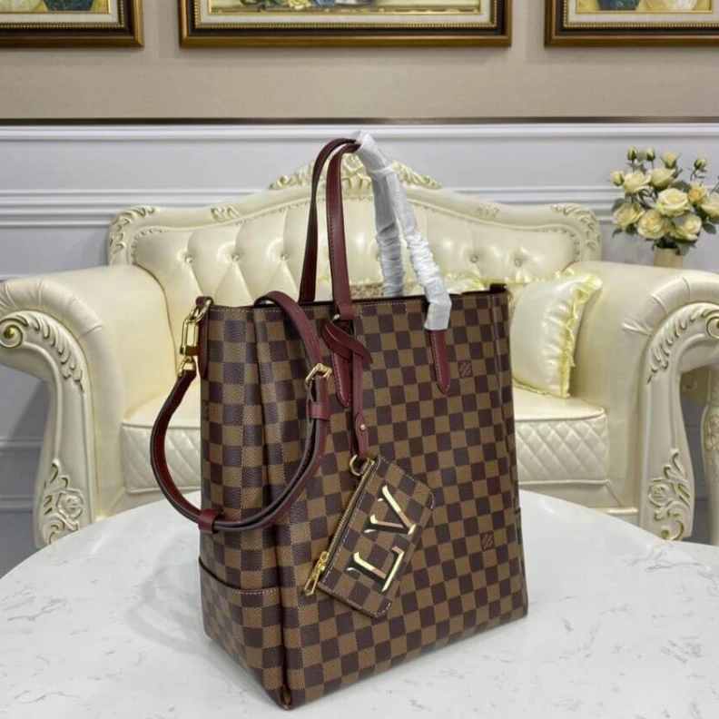 Replica bags Strap dro LV Damier Belmont MM Burgundy