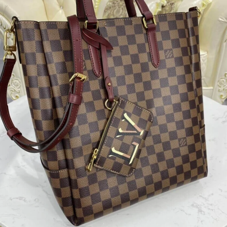 Replica bags Strap dro LV Damier Belmont MM Burgundy