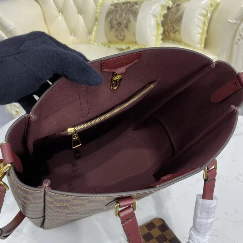 Replica bags Strap dro LV Damier Belmont MM Burgundy