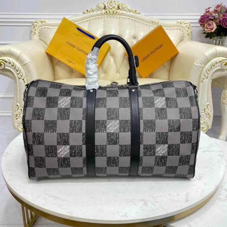 Mythick.ru Louis Vuitton Damier Checkerboard Pattern Keepall Bandoulière 45 Black