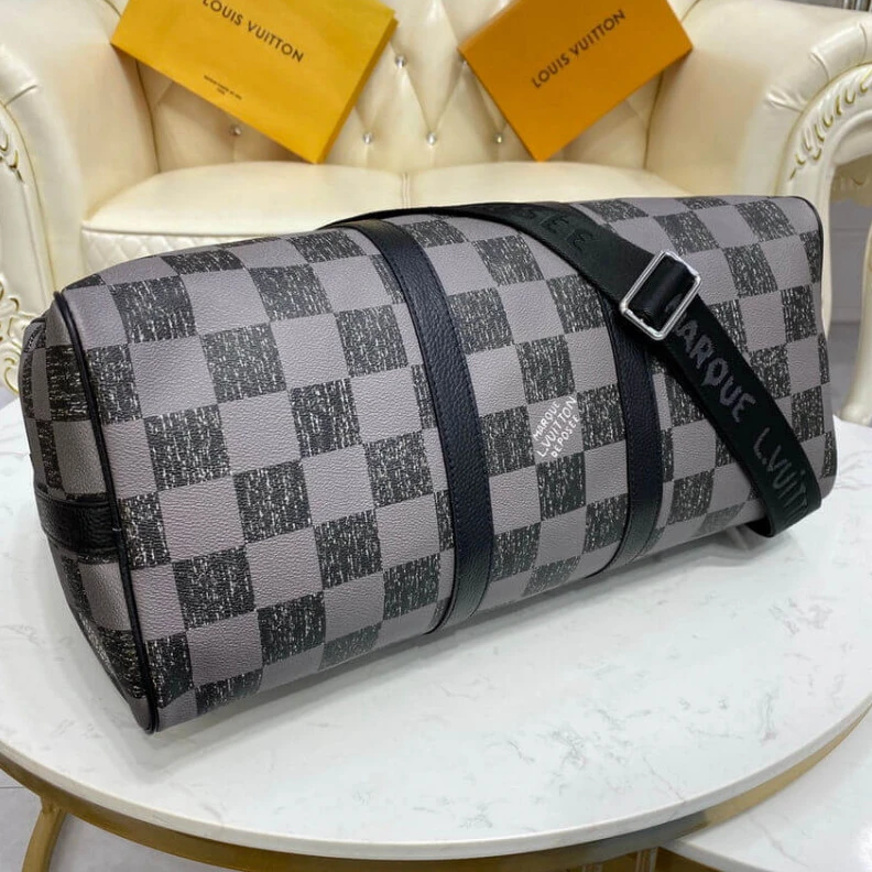 Mythick.ru Louis Vuitton Damier Checkerboard Pattern Keepall Bandoulière 45 Black