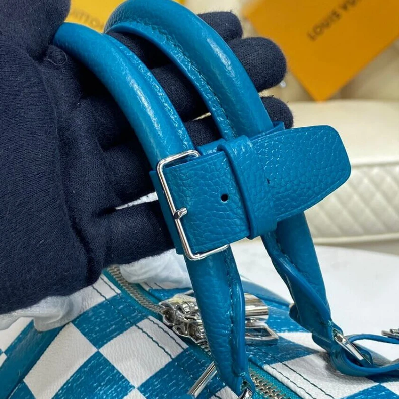 Replica bags Cabin siz Louis Vuitton Damier Checkerboard Pattern Keepall Bandoulière 45 Green