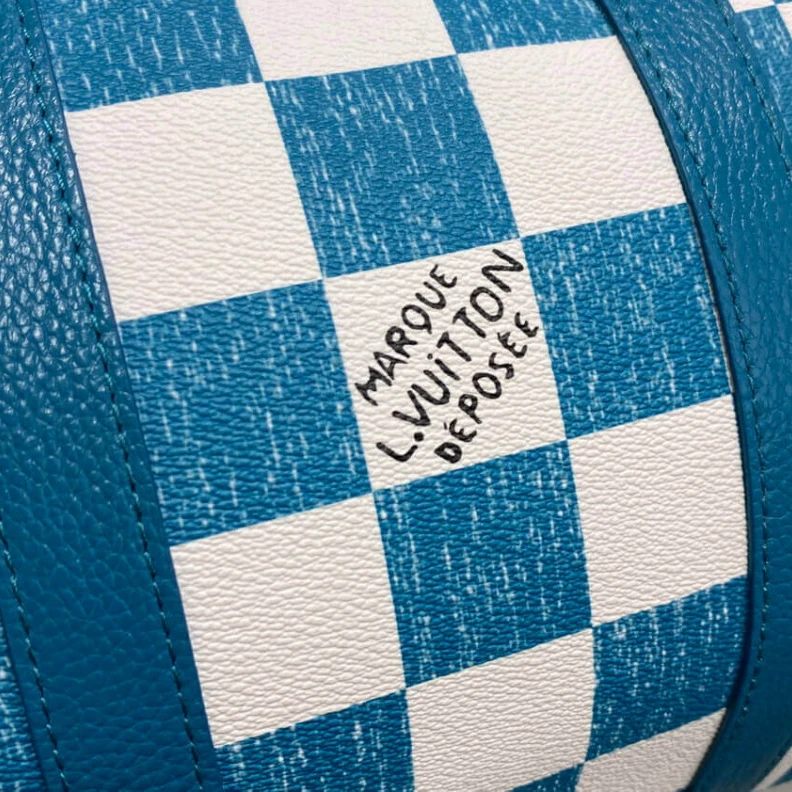 Replica bags Cabin siz Louis Vuitton Damier Checkerboard Pattern Keepall Bandoulière 45 Green