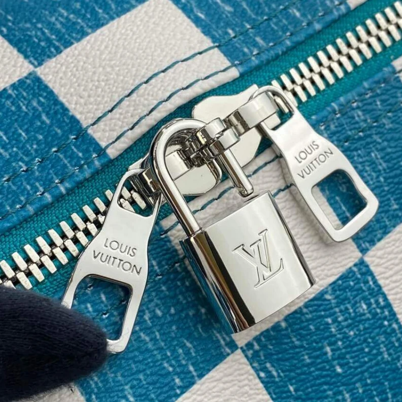 Replica bags Cabin siz Louis Vuitton Damier Checkerboard Pattern Keepall Bandoulière 45 Green