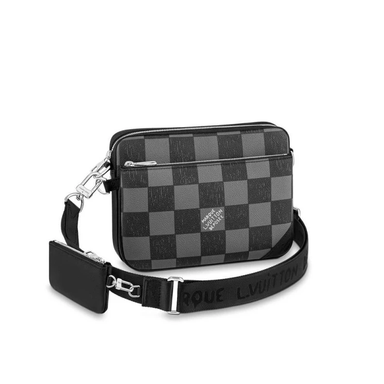 This Trio Louis Vuitton Damier Checkerboard Pattern Trio Messenger