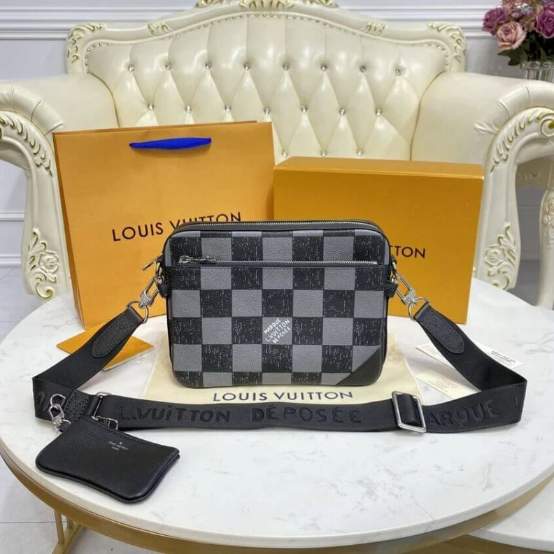 Replica bags lv This Trio Louis Vuitton Damier Checkerboard Pattern Trio Messenger