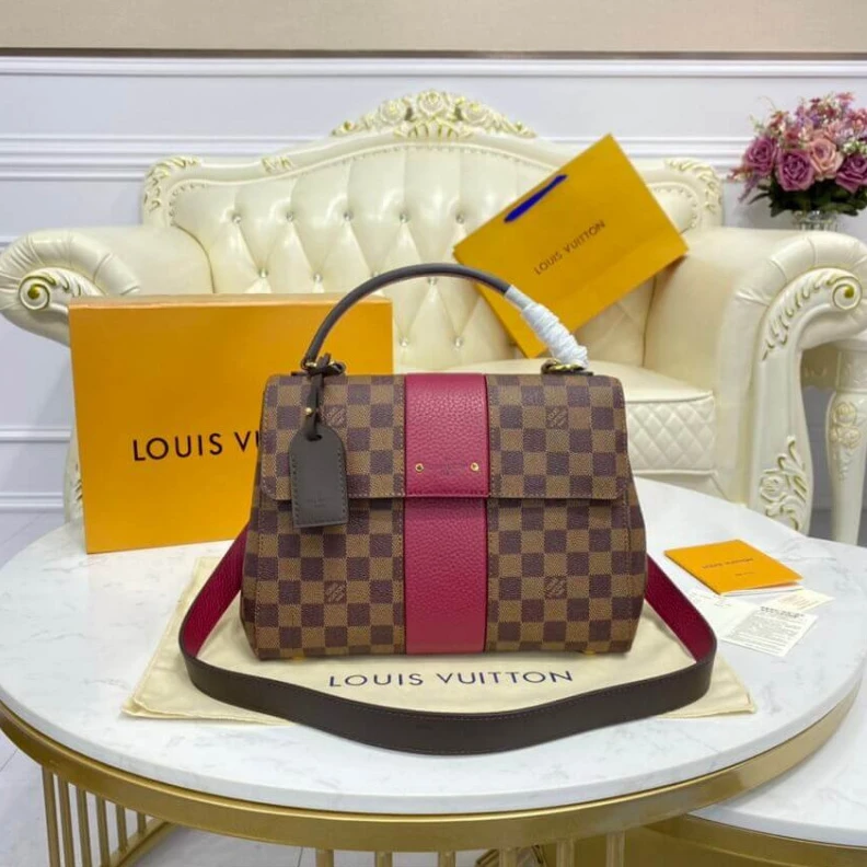 Replica bags lv 1 top han Louis Vuitton Damier Ebene Bond Street MM Fuchsia