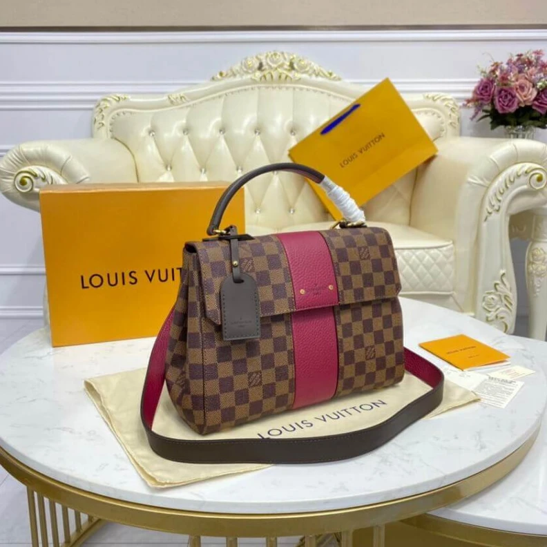 Replica bags lv 1 top han Louis Vuitton Damier Ebene Bond Street MM Fuchsia