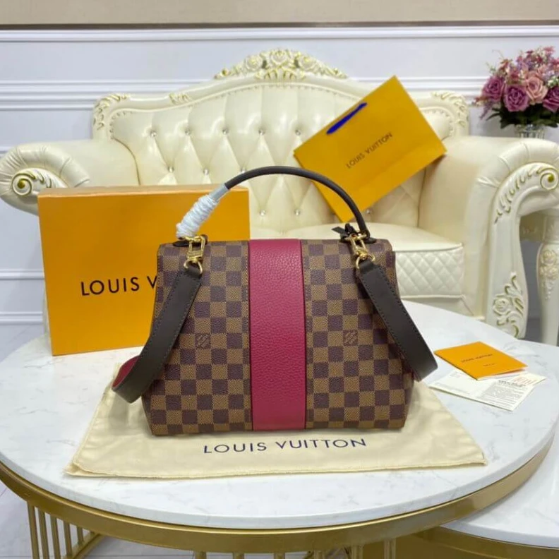 Replica bags lv 1 top han Louis Vuitton Damier Ebene Bond Street MM Fuchsia