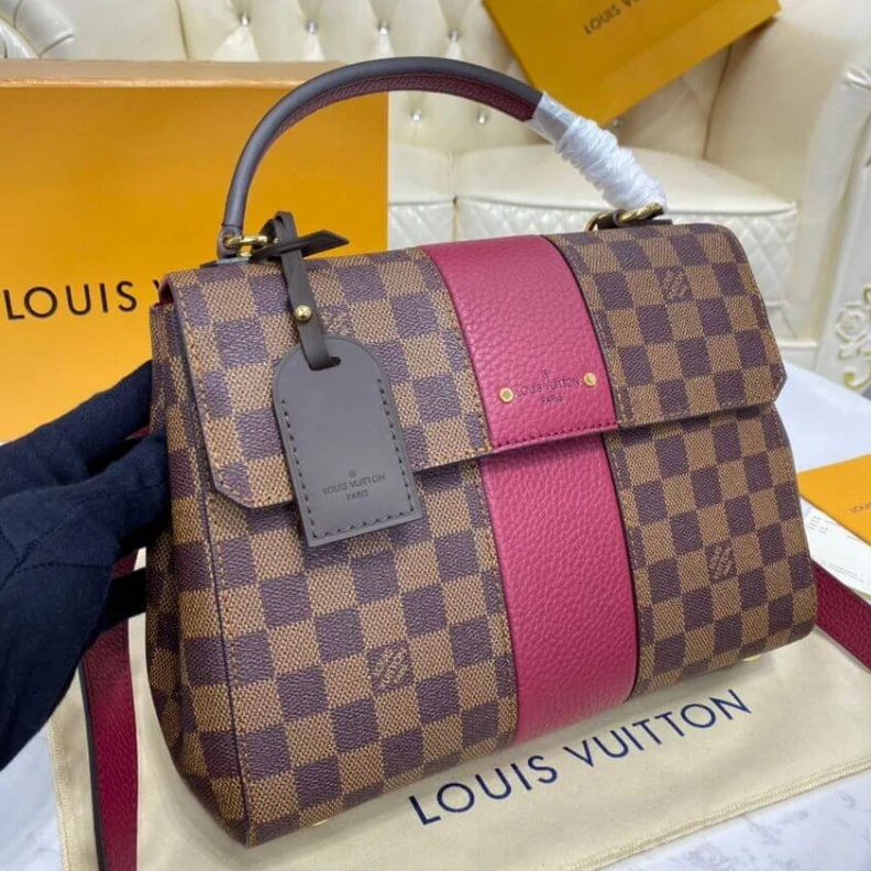 Replica bags lv 1 top han Louis Vuitton Damier Ebene Bond Street MM Fuchsia