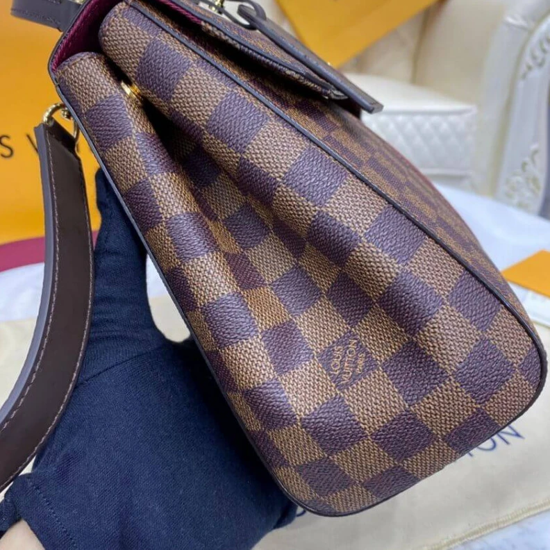 Replica bags lv 1 top han Louis Vuitton Damier Ebene Bond Street MM Fuchsia