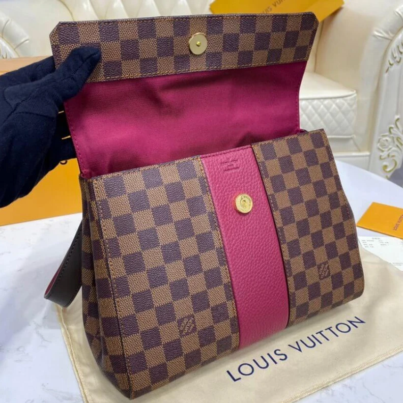Replica bags lv 1 top han Louis Vuitton Damier Ebene Bond Street MM Fuchsia