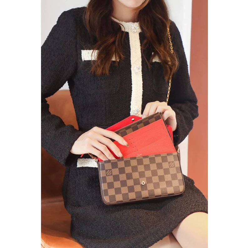 Replica bag 21 x 12 x LV Damier Ebene Canvas Felicie Pochette