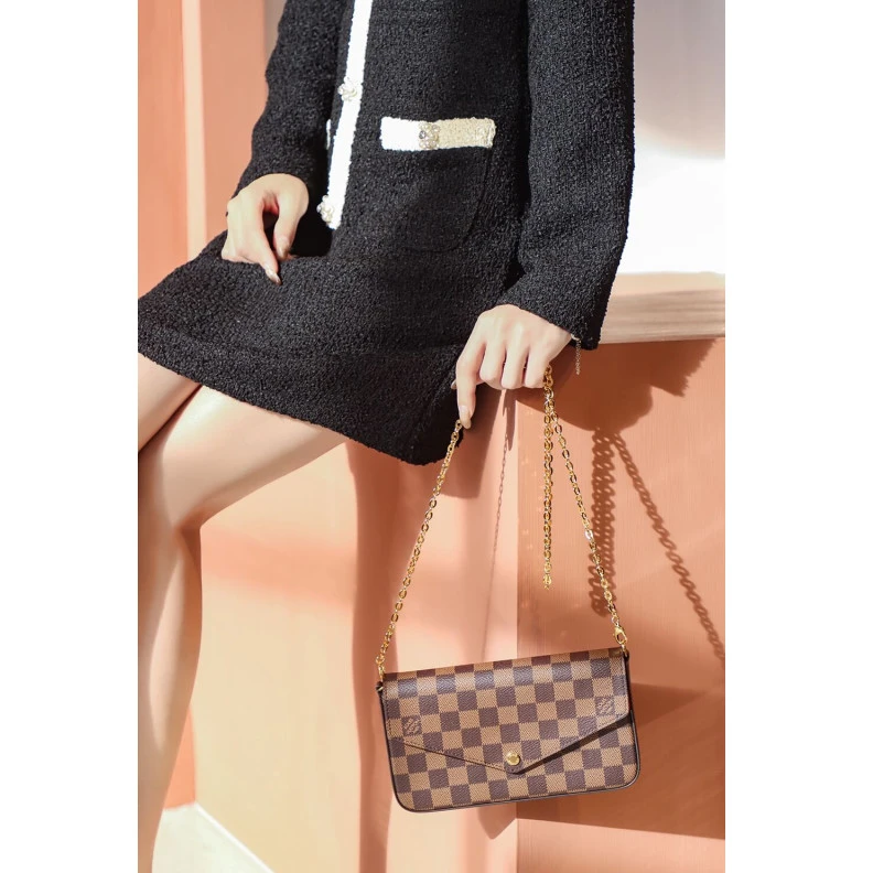 Replica bag 21 x 12 x LV Damier Ebene Canvas Felicie Pochette