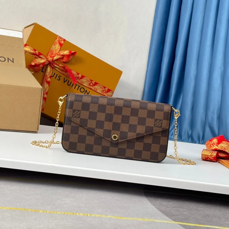 Replica bag 21 x 12 x LV Damier Ebene Canvas Felicie Pochette