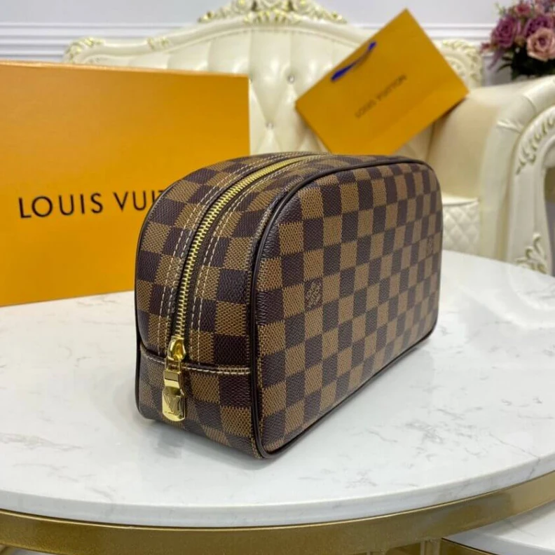 Replica bags Washable Louis Vuitton Damier Ebene Canvas Toiletry Bag 25