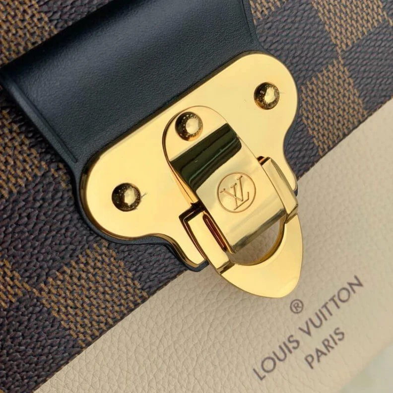 Lv belts replica Black and Louis Vuitton Damier Ebene Canvas Vavin PM Creme