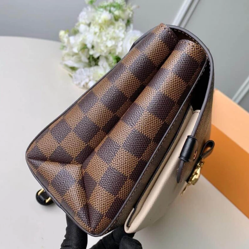 Lv belts replica Black and Louis Vuitton Damier Ebene Canvas Vavin PM Creme