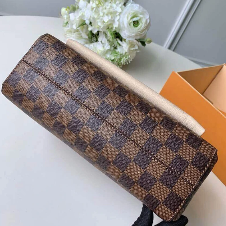 Lv belts replica Black and Louis Vuitton Damier Ebene Canvas Vavin PM Creme