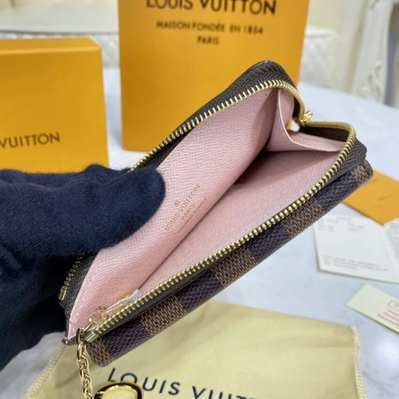 Lv belts replica 3 card sl Louis Vuitton Damier Ebene Card Holder Recto Verso Pink