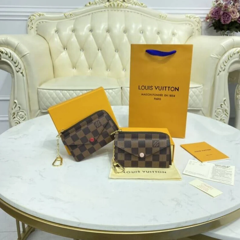 Lv belts replica 3 card sl Louis Vuitton Damier Ebene Card Holder Recto Verso Pink