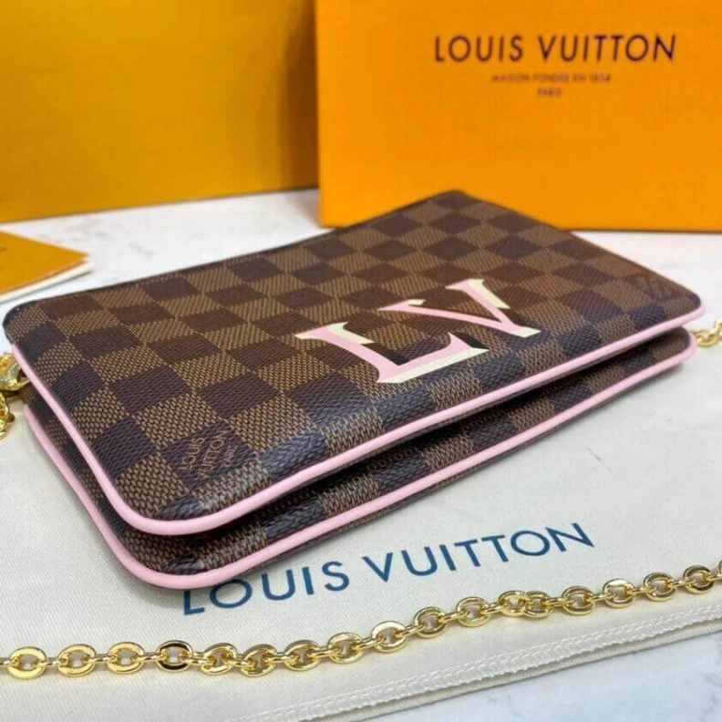Mythick ru Microfibe LV Damier Ebene Double Zip Pochette