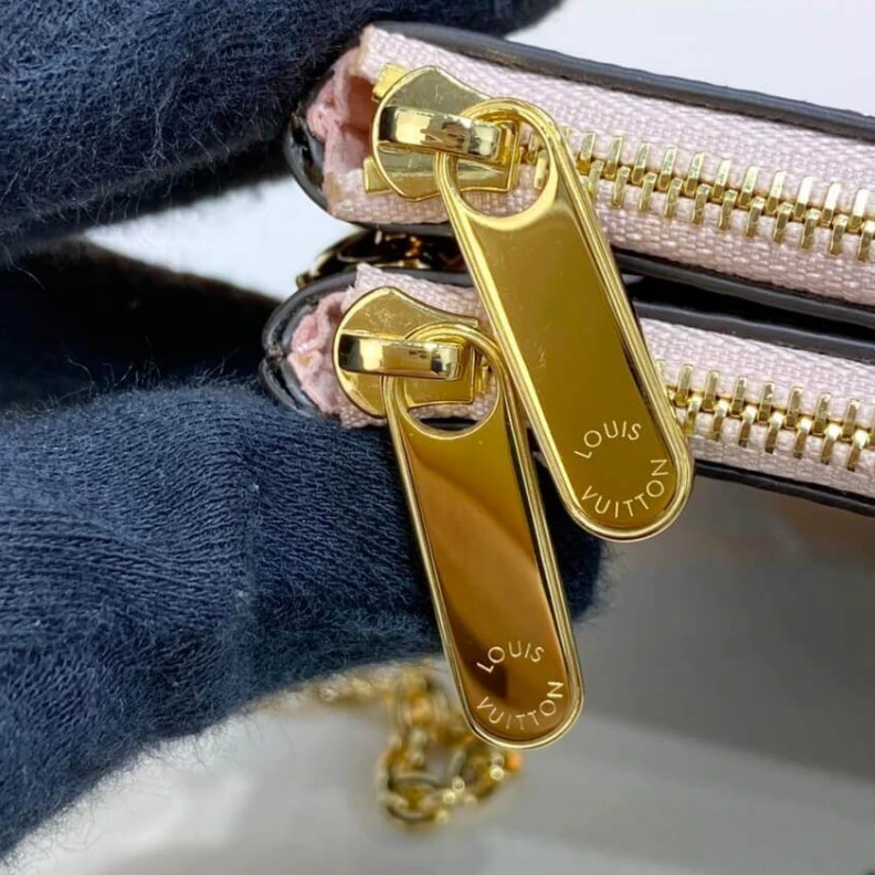 Mythick ru Microfibe LV Damier Ebene Double Zip Pochette