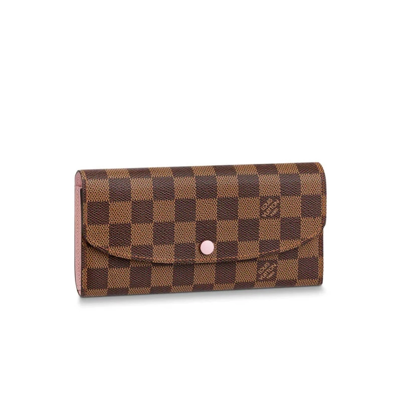 4 credit Louis Vuitton Damier Ebene Emilie Wallet Pink